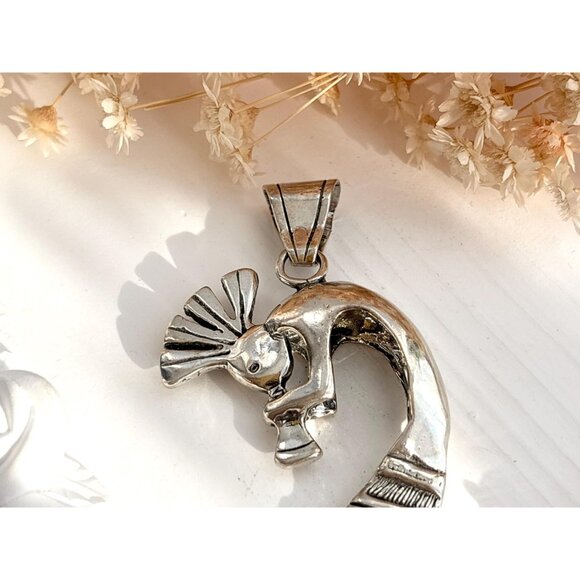 Sterling Silver Kokopelli Fertility Deity Carved Native American Vintage Pendant - Picture 10 of 10